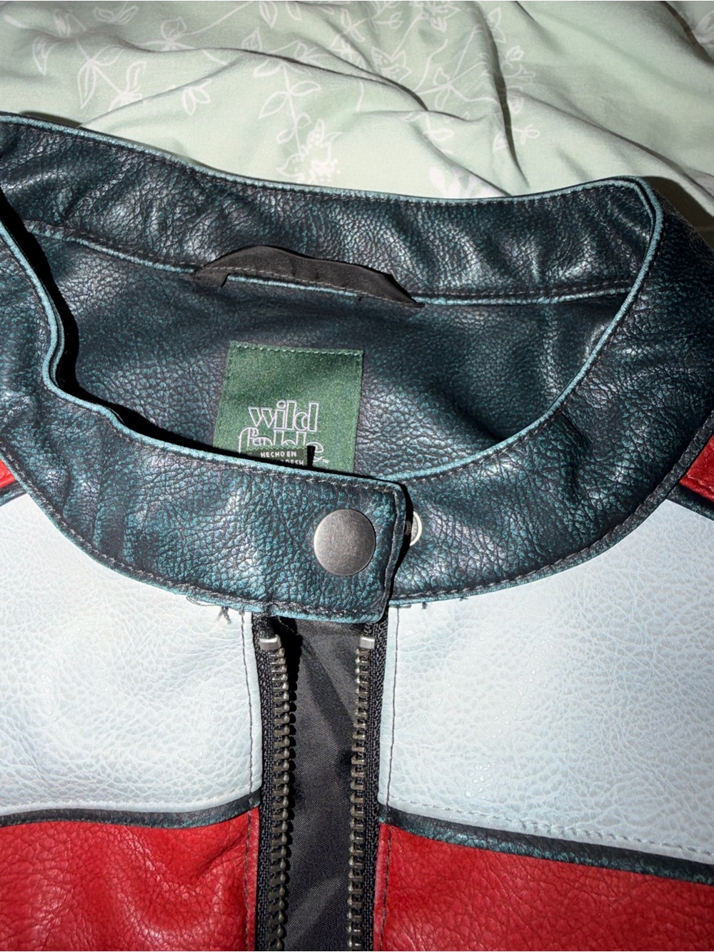 Wild Fable Black Bomber Jacket with Red & White Racing Stripes - Picture 5 of 6